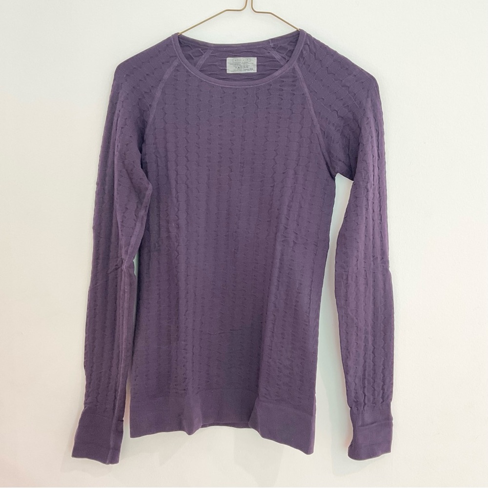 Athleta Purple and Light Gray Textured Crewneck Top Bundle